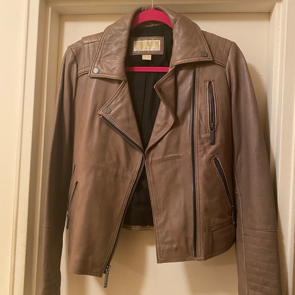 Michael Kors leather tan jacket, never worn